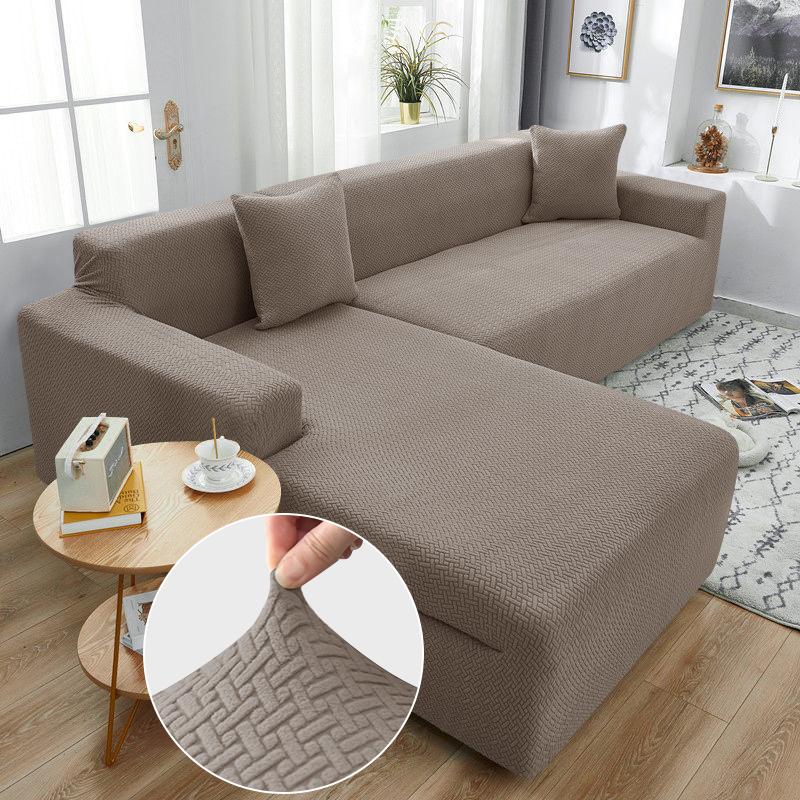 Jacquard Stretch Sofa Slipcover Spandex Elastic Sectional Sofas Covers for Living Room Chaise Longue Couch Cover 1/2/3/4-seater