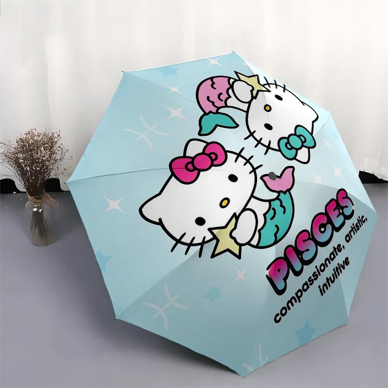 1pc Hello Kitty Pisces Zodiac Umbrella with Plastic Handle,Suitable for All Seasons Home Travel Outdoor UmbrellaSanlio446