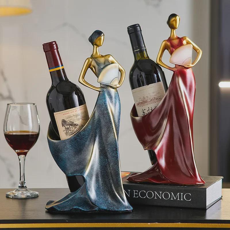 Red Wine Rack with Artistic Dancer Design - Resin Decor for Home or Restaurant