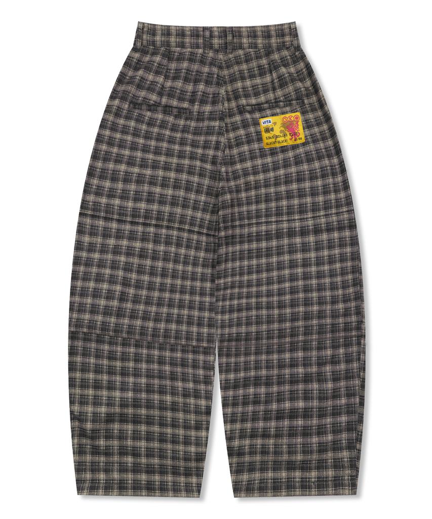 GLACK Gp181 Rope Tie Check Lounge Pants (Brown)