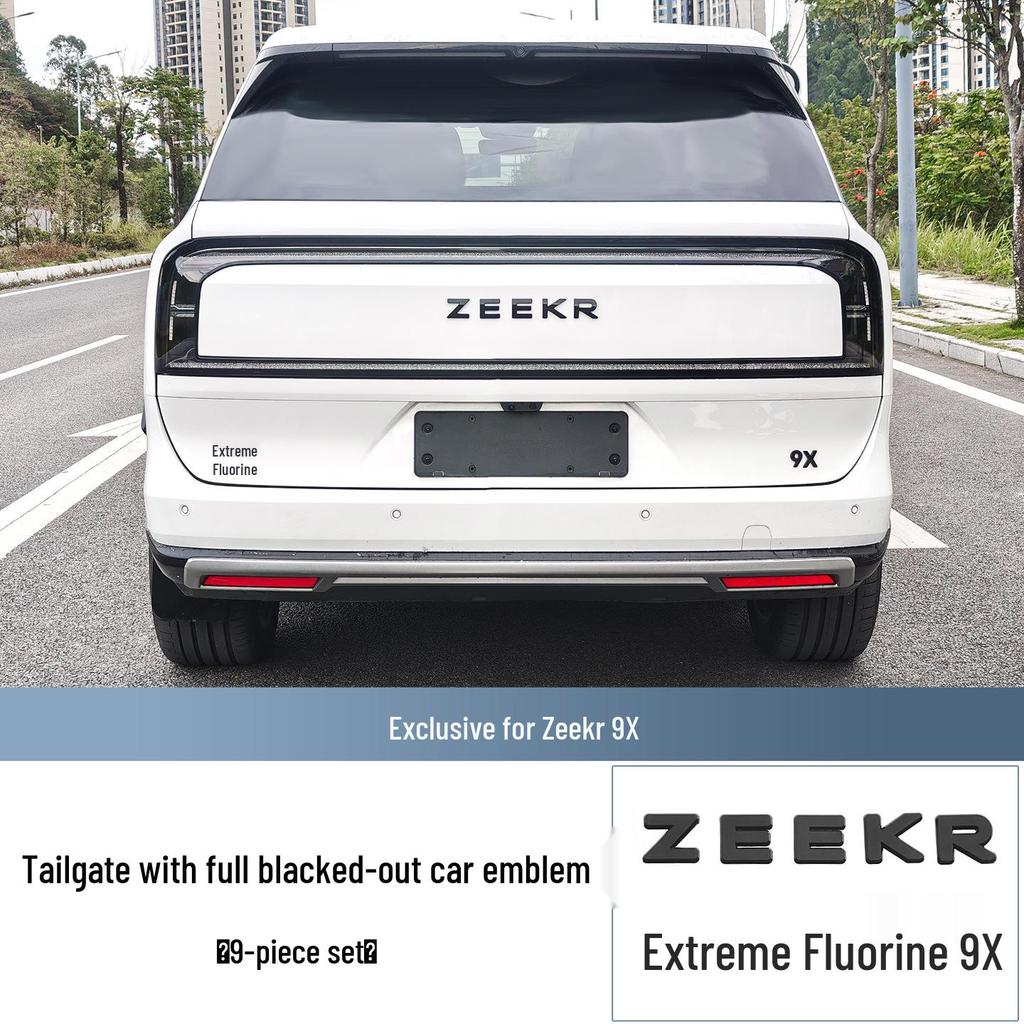 Blackened Zeekr 9X Front/Rear Logo Cover - Metal Protection & Decorative Car Accessory
