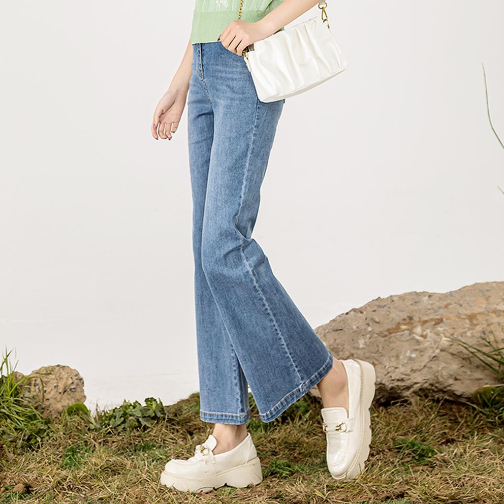 High waisted slim fit versatile micro flared jeans