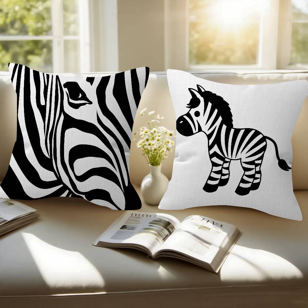 Abstract Line Black and White Zebra Cushion Cover Inches Farmhouse Decor Home Throw Pillow Covers for Couch Decorations
