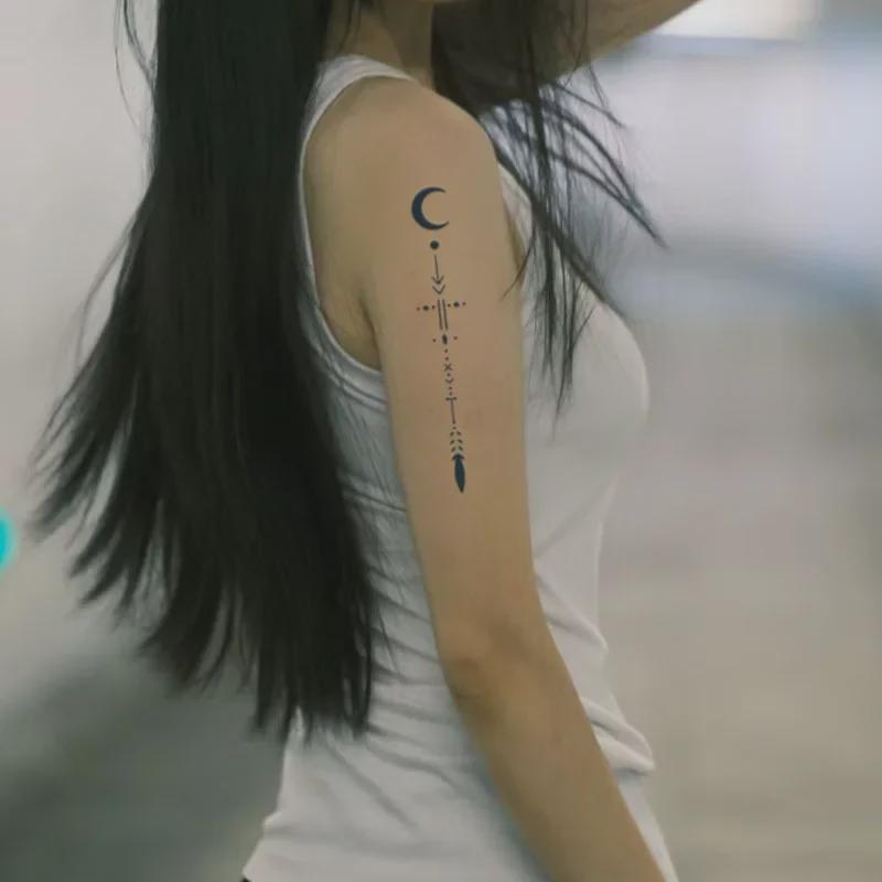 Moon Mark Geometric Herbal Tattoo Stickers - Waterproof, Durable & Stylish for Men & Women