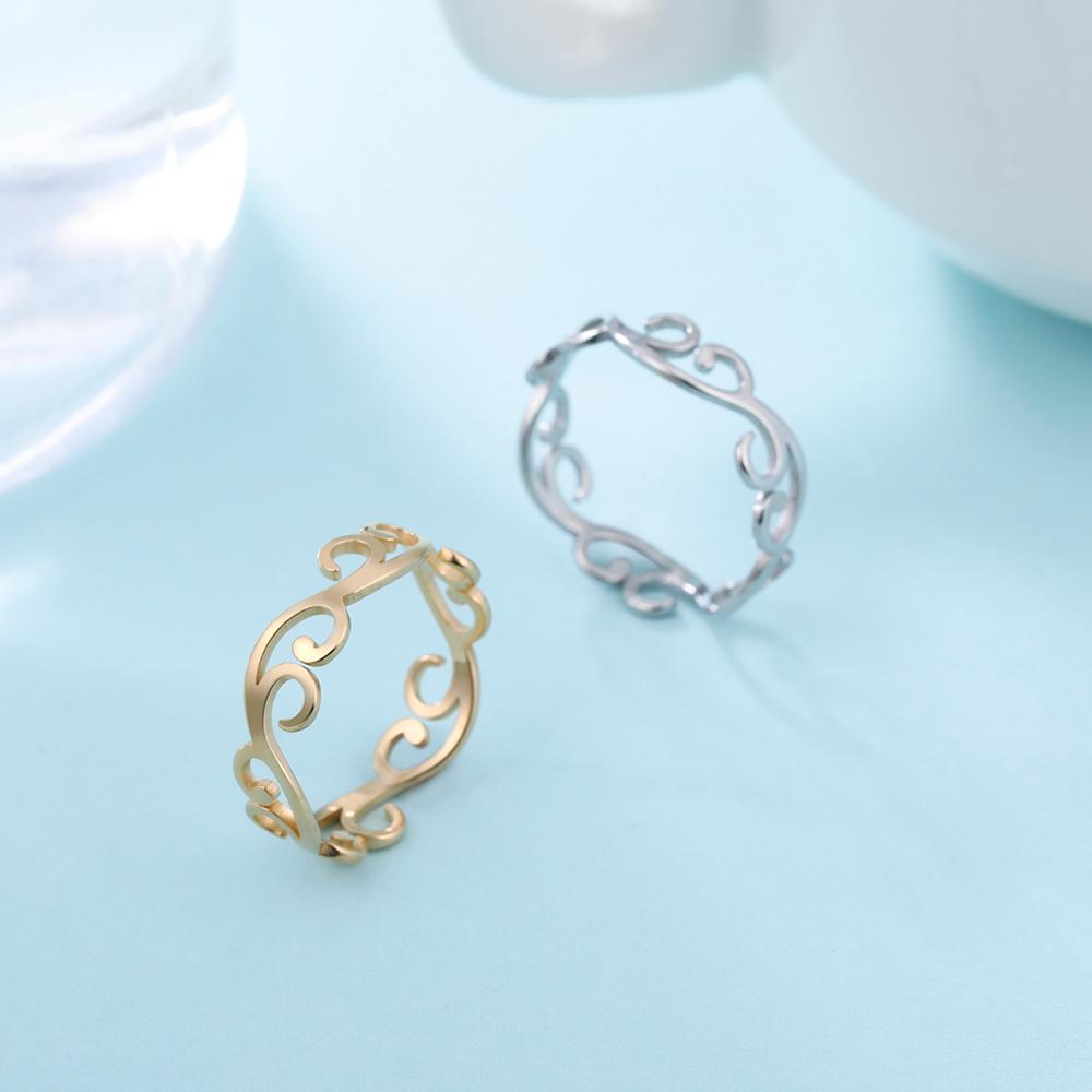 Vintage Filigree Flower Ring Women Stainless Steel Romantic Gold Color Casual Rings Jewelry Anniversary Gift