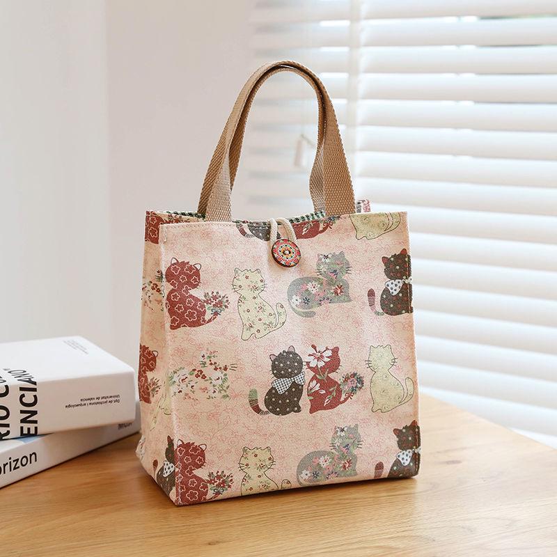 Fashionable Japanese Canvas Bento Bag - Stylish Lunch Tote for Office Workers and Moms