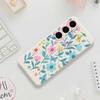 For Samsung Galaxy S25 FE Case Blue Pink Flowers Pattern Printing Straight Edge TPU Phone Back Cover