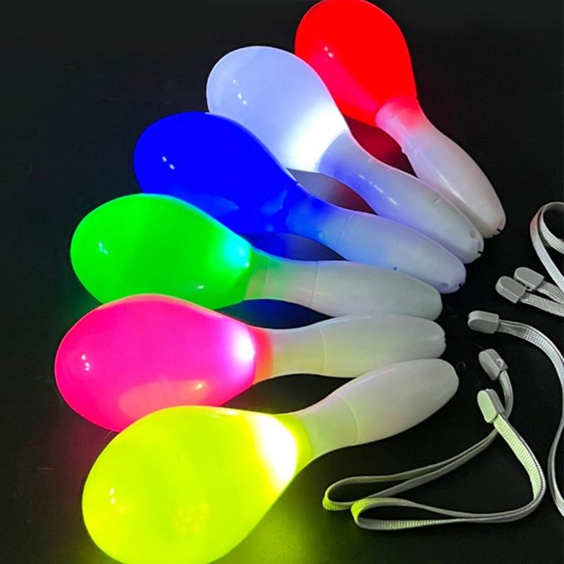 10Pcs/Pack Glowing Sand Hammer Toy Hand Shakers LED Maracas Flashing Light Lamp Birthday Party Favors-(Random Color)
