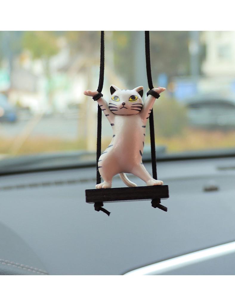 1pc Cat Car Pendant Car Interior Decoration, Cute Cat Dancing, Creative Car Interior Rearview Mirror Decoration Pendant