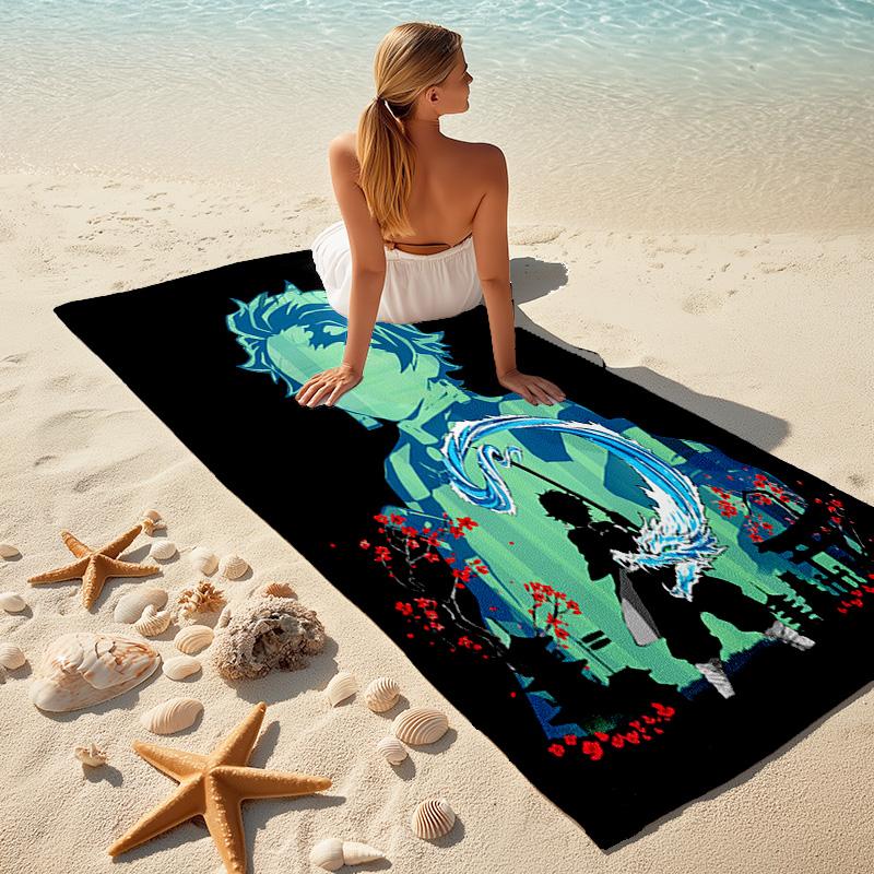 Japanese artist Koyoharu Gotouge's Demon Slayer beach towel, outdoor camping vacation swimming beach towel, outdoor absorbent bath towel blanket K11