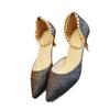 2025 Spring and Summer New Fashion Pointed Hollow High Heels Women's Stiletto Medium Heel Sexy One-word Buckle Bag Head Sandals Tide