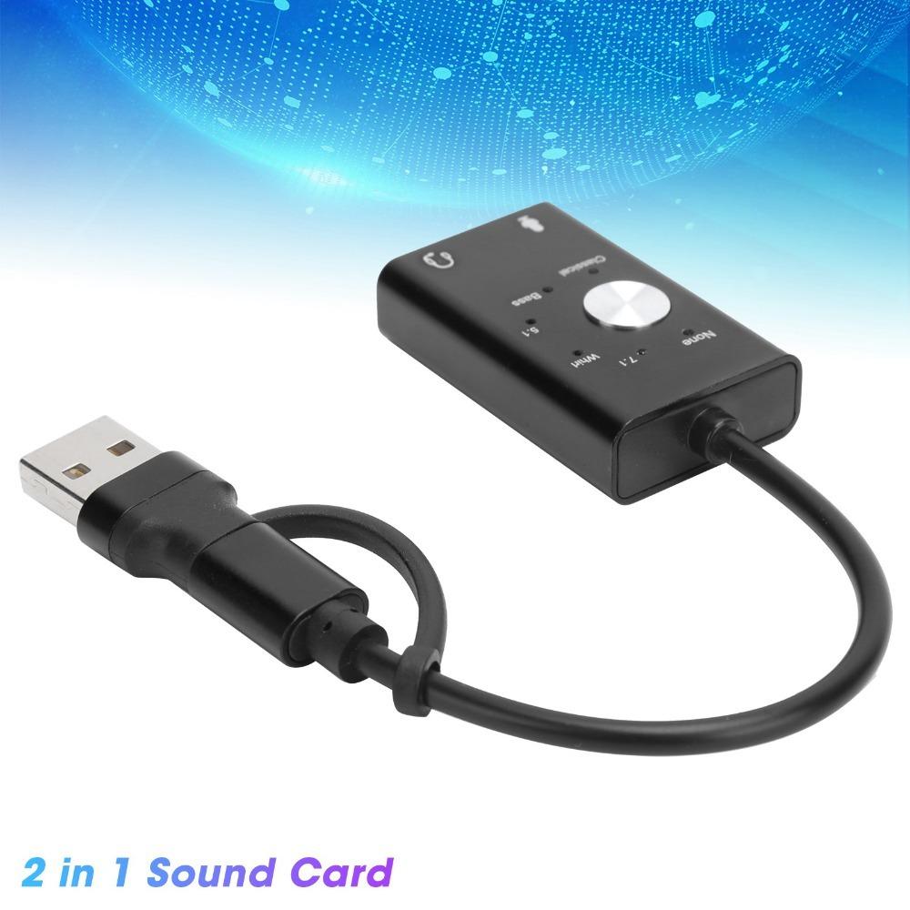 7.1/5.1 Surround Channel TypeC to Audio Sound Card USB Audio Adapter Music Playback