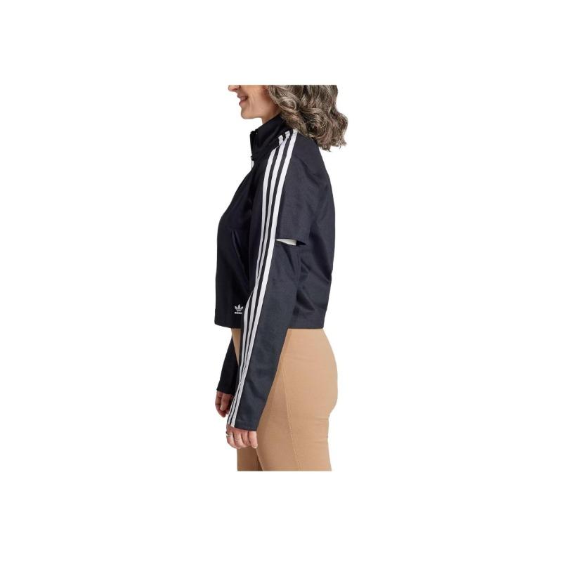 adidas Женская укороченная спортивная куртка Originals с 3 полосками, черная IM4326