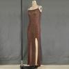 Women's Shiny Diamonds Sexy Halter Split Long Dresses