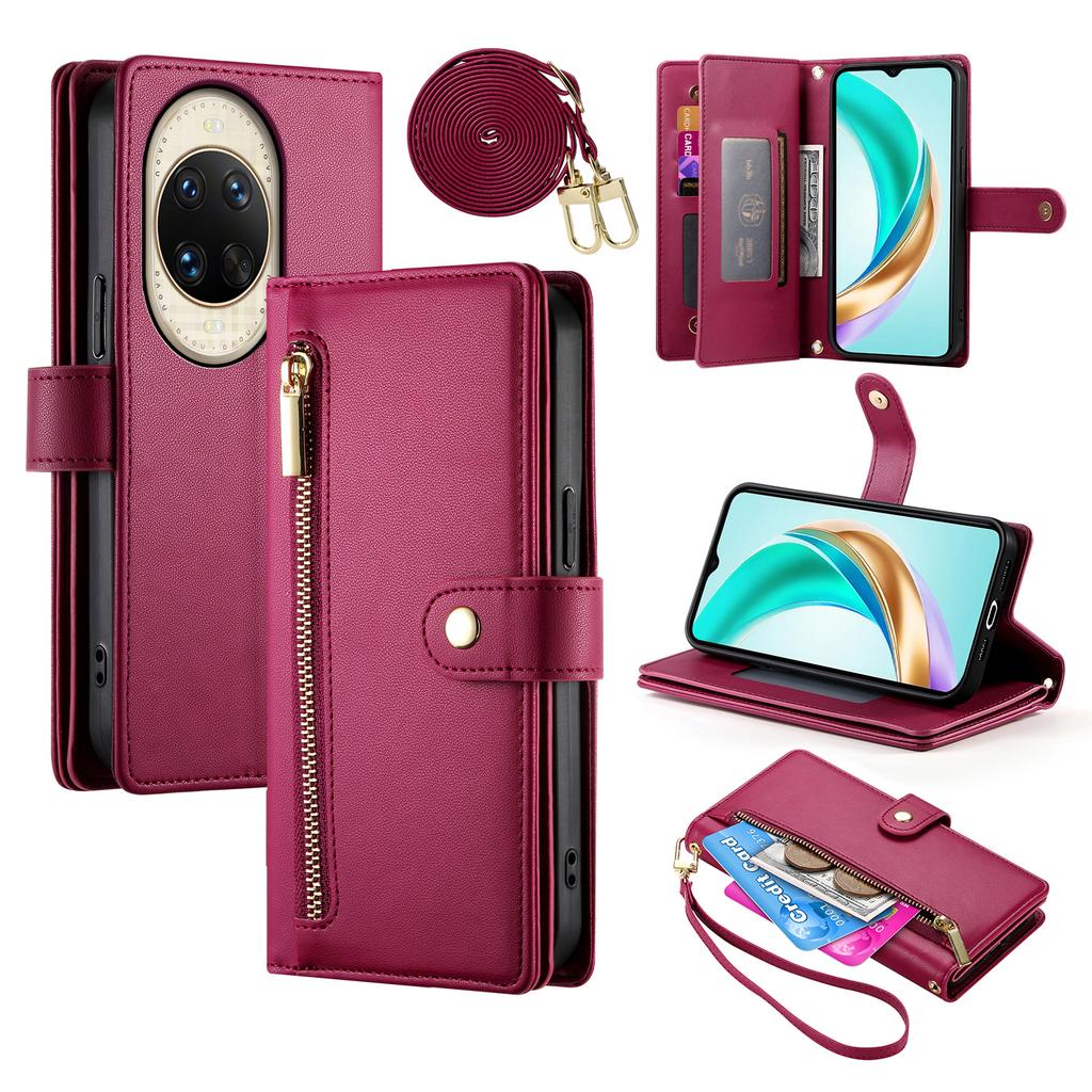 For Huawei nova 14 Ultra 5G Case Zipper Pocket Wallet Leather Phone Cover with Straps