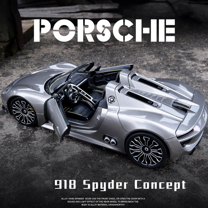 AABKP1 WELLY 1:24 Porsche 918 Spyder Alloy Sports Car Model Diecasts Metal Toy Vehicles Car Model Simulation Collection Childrens Gifts