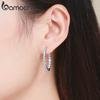 BAMOER Classic New Silver Color Round Circle Luminous Cubic Zirconia Stud Earrings