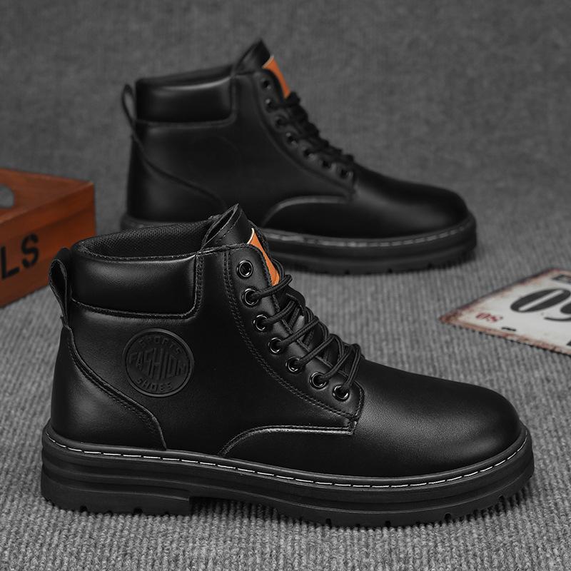Мужские ботинки Высокие ботинки по щиколотку Трендовая мужская обувь Нескользящие кожаные ботинки на шнуровке Мужские износостойкие походные ботинки Botas Para Hombre