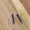 Lapsi Lazuli 925 Silver Threader Earrings, Natural Gemstone Women Handmade Fringe Earrings