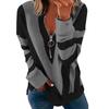 YYFS Women's Fashion Casual Colour Block Print Fall Winter Long Sleeve V-Neck Pullovers & Long Sleeves