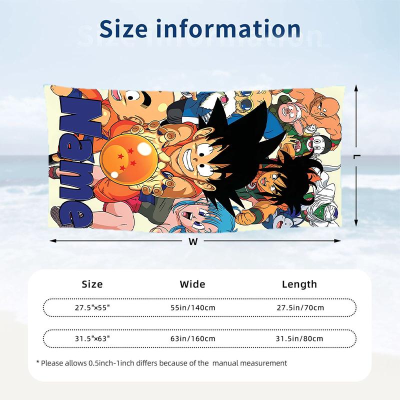 Dragon Ball Custom Name Printed Beach Towel Personalized Soft Towel For Swimming Beach Travel