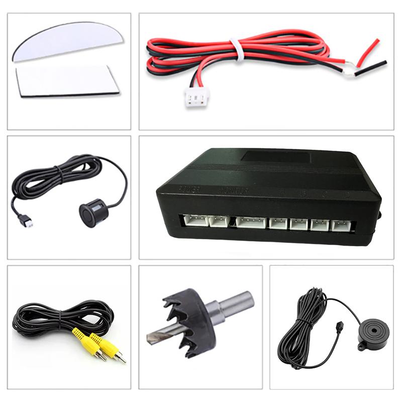 Video Parking Sensor Kit Car Reverse Backup Radar Assistance Auto Monitor Digital Display Car Monitor Buzzer Alert Alarm
