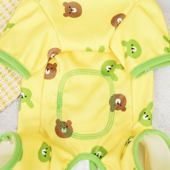 Комбинезон для собаки с круглым вырезом и узором, комбинезон с милым медведем, костюм для щенка собаки