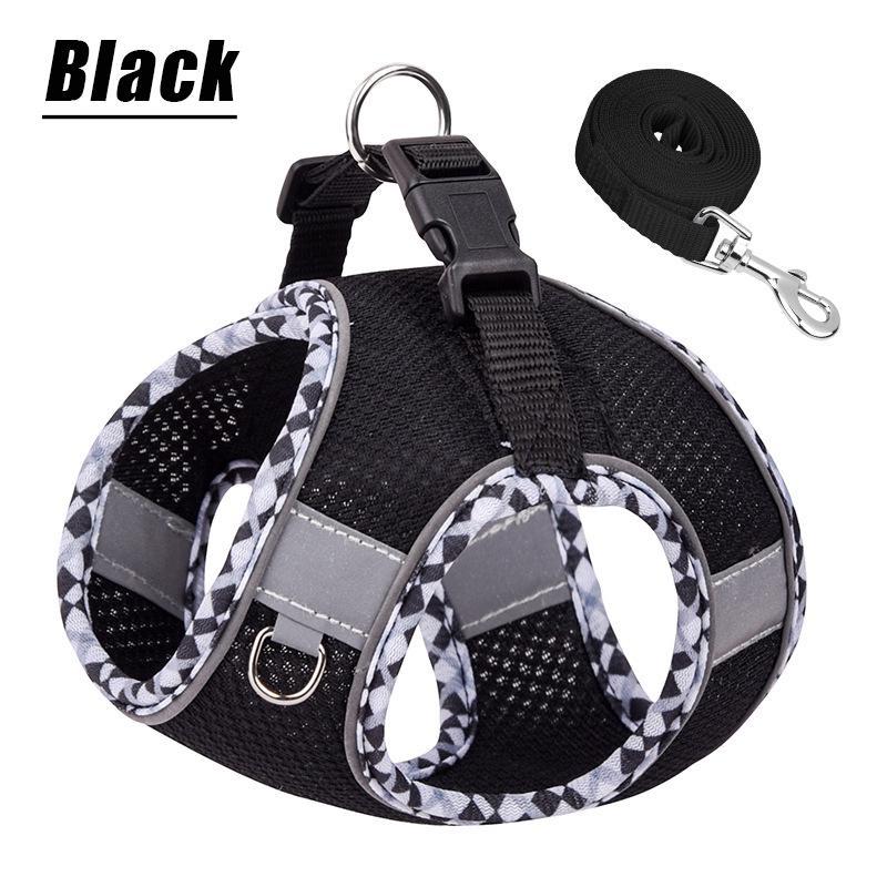 Комплект поводков для домашних животных, мягкий регулируемый дышащий сетчатый поводок без тяги и жилетный ремень для щенков, маленьких, средних собак и кошек
