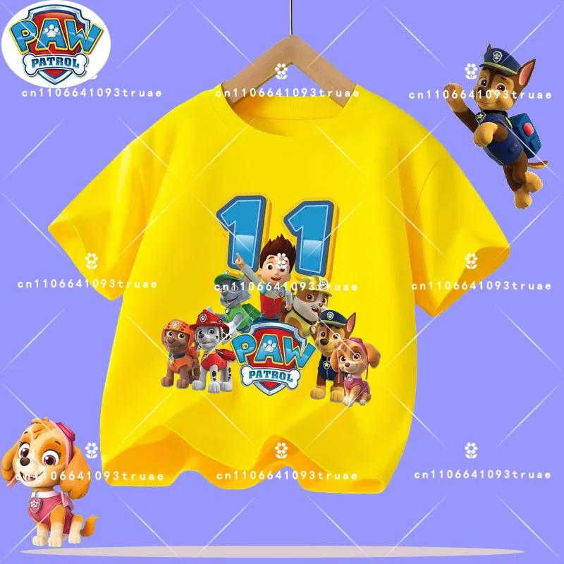 1-12 years old summer Polyester T-shirt for PAW Patrol children's short-sleeved casual top for girls and boys with cartoon print