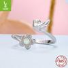 S925 Whole Body Sterling Silver Flower And Bird Open Ring, Versatile Small Exquisite Ring, Bright Silver Ins Style