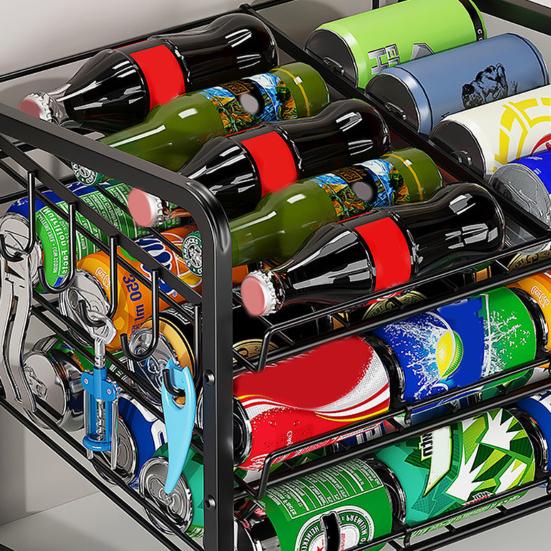 Стеллаж для хранения консервных банок, автоматическая подвижная двухъярусная банка для холодильника, держатель для пивной газировки большой емкости