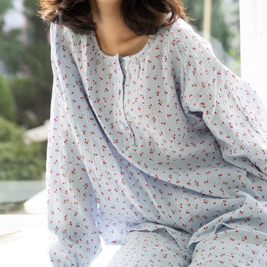 Пижама Yoru из чистого хлопка Skinny Five Little Cherry с круглым вырезом, 3 типа, выберите 1