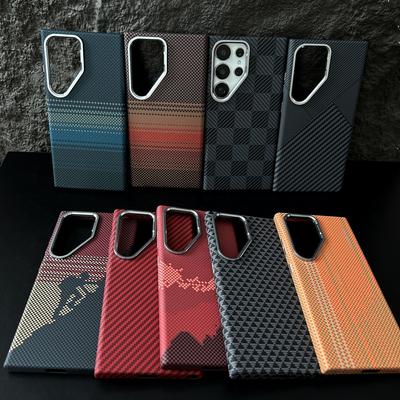 Керамический узор из углеродного волокна Kevlar SLE Встроенный магнитный жесткий чехол для Samsung Galaxy S26 Ultra S25 S24 S23 Тонкая задняя панель для чехла Magsafe