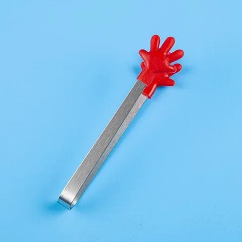 1PCS Small Food Tongs, Mini Stainless Steel Tongs with Silicone Tips, for Cooking Grilling BBQ Buffet, 5 Inch