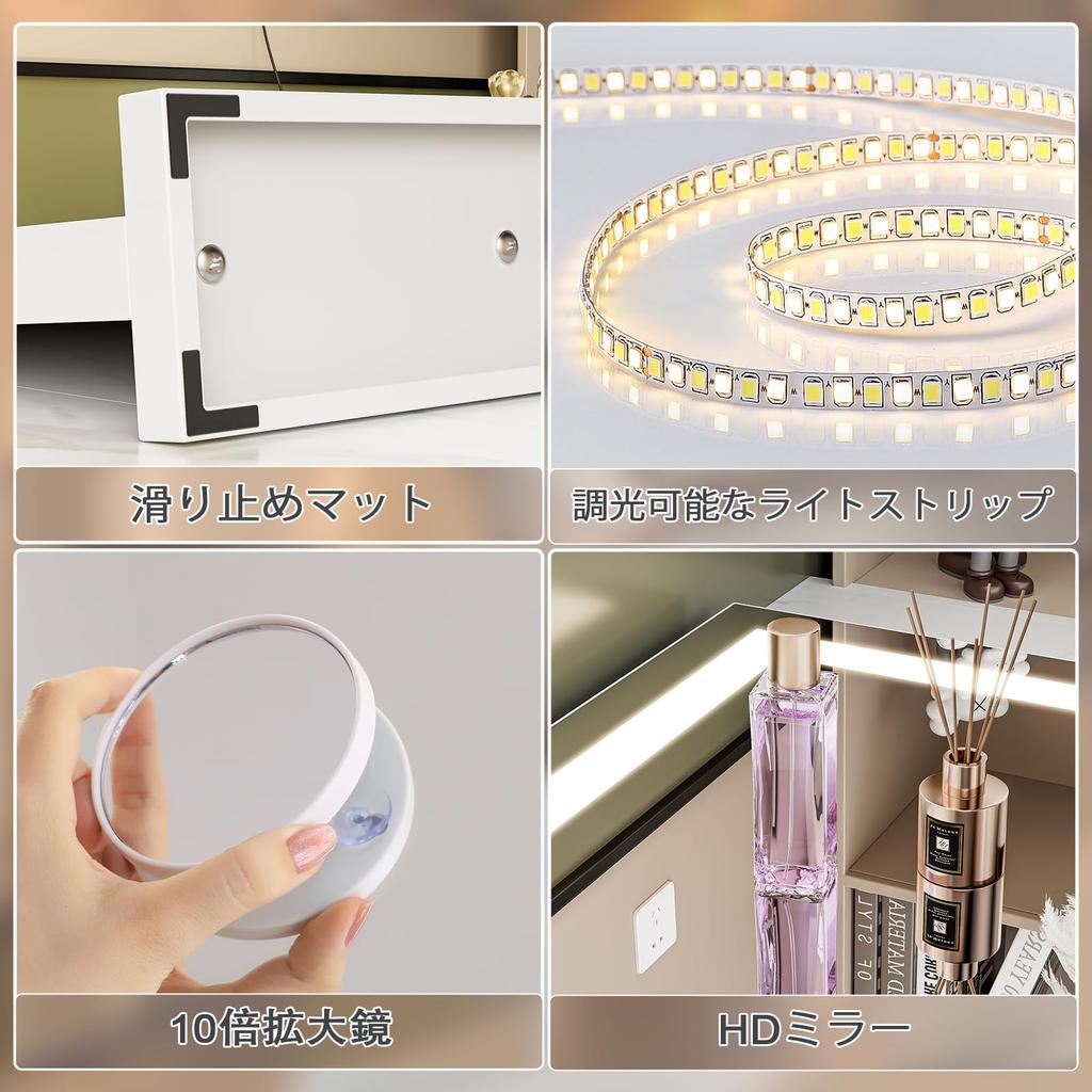 Fenair Actress Hollywood Makeup Wall 3 Color Lighting Adjustable Dresser White Mirror, Mirror, Mirror, Hanging/Desktop Use, Modes, Brightness, Mirror,