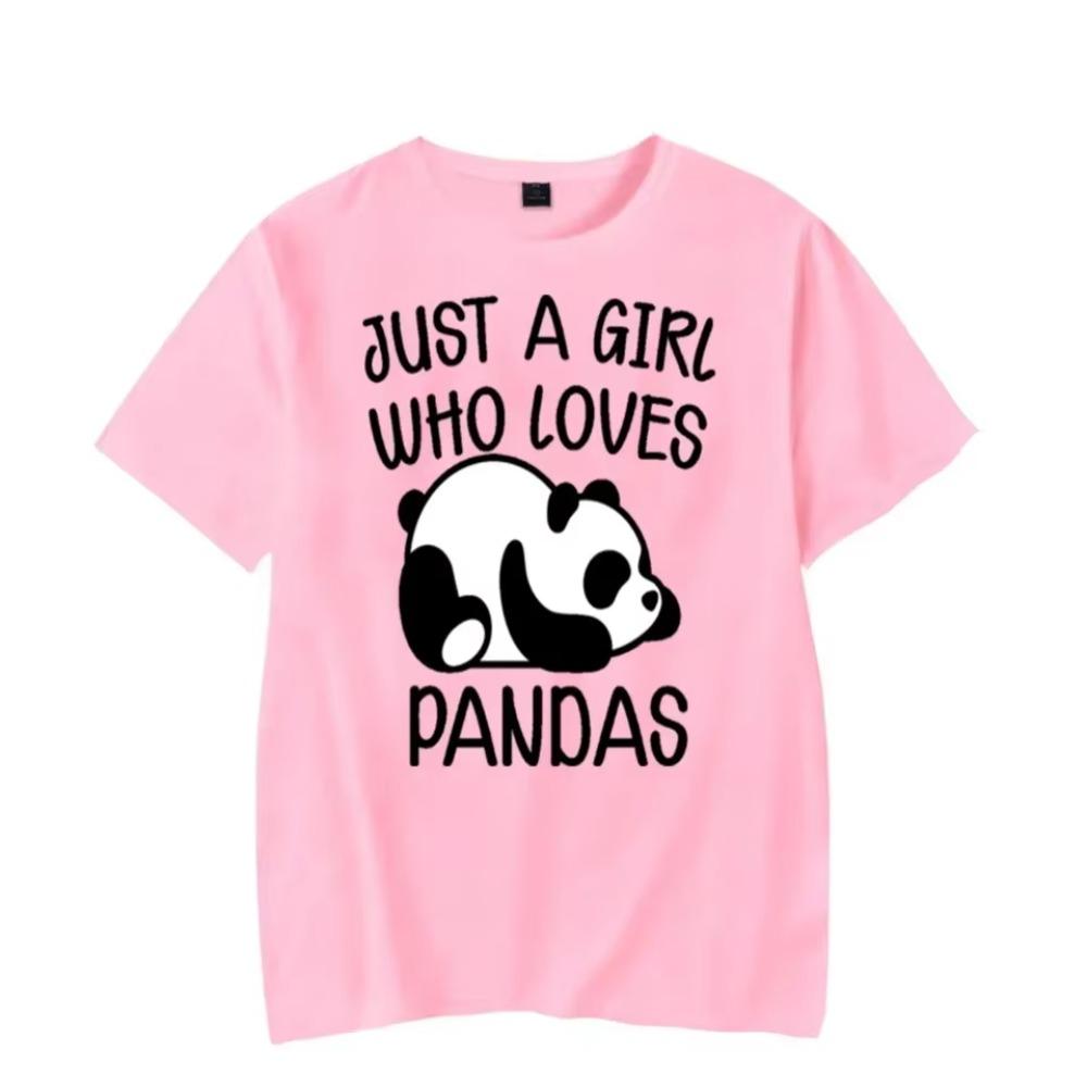 Мужская футболка Just A Girl Who Loves Pandas Графическая футболка Забавная футболка с животными Мужская футболка с коротким рукавом Мультяшный панда Топ Y2k