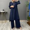 Ramadan Two Piece Sets Shirt Dress Pants Women Muslim Sets Shirt Blouse Musulman Ensembles Moroccan Kaftan Dress