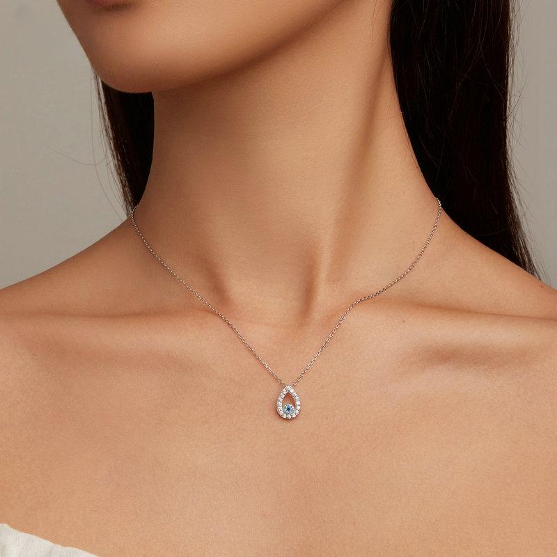 S925 Серебряное ожерелье в форме капли воды с синим цирконом и подвеской в виде глаза дьявола для женщин, классическая цепочка на шею, ювелирные изделия