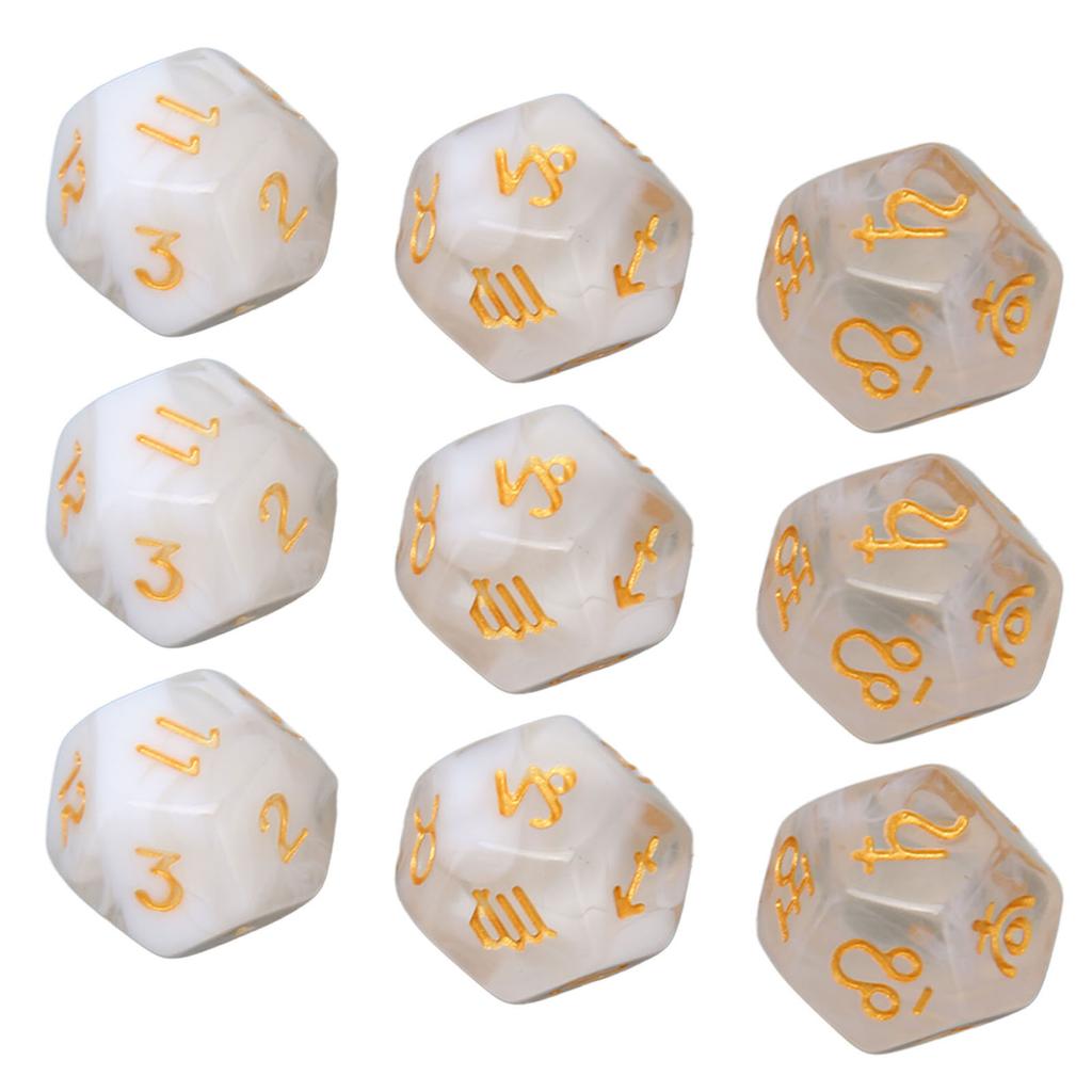 9PCS Polyhedral Dice Set Waterproof Plastic Lightweight Portable Table Gaming Dices for Travel Picnic White