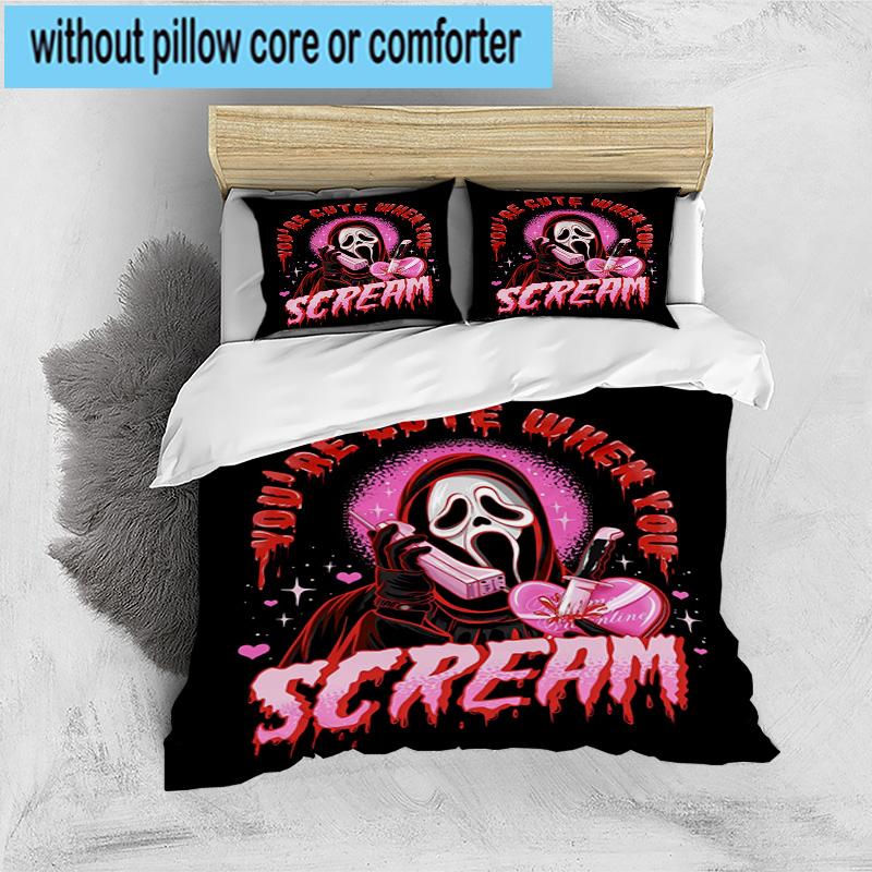 3PCS Ghostface Night Horror 3pcs Bedding,Including 3PCS Duvet Cover And 2pcs Pillowcases Perfect for Christmas,Ideal for Bedroom, Dormitory