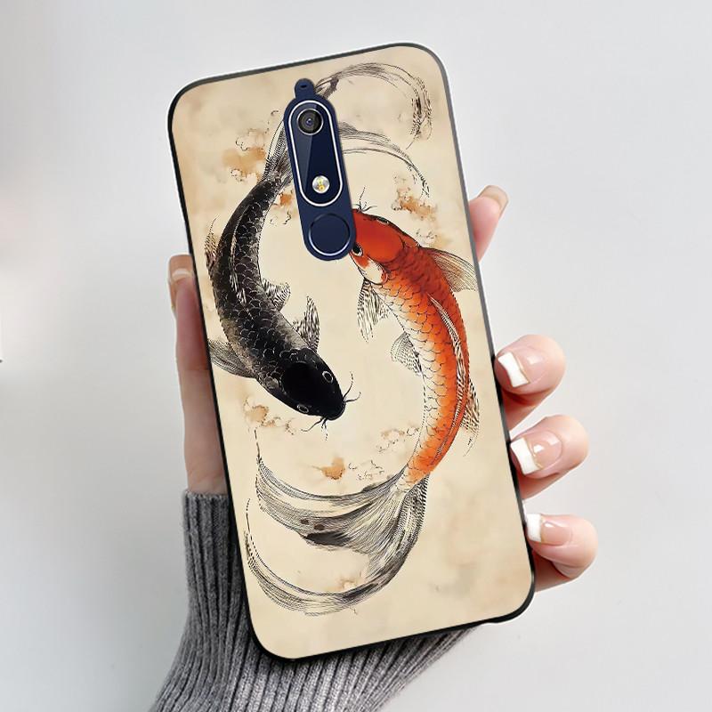 Чехол Для Nokia 5.1 6.1 Эстетичный Роскошный Милый Крутой Мальчики Девочки Мягкий силикон Чехол для телефона Задняя крышка Черный Матовый Защитный чехол