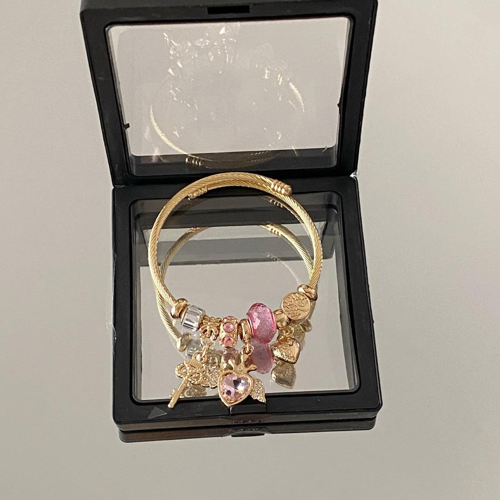 Европейский и американский DIY Подвеска в виде ангельских крыльев и сердца Регулируемый браслет из нержавеющей стали