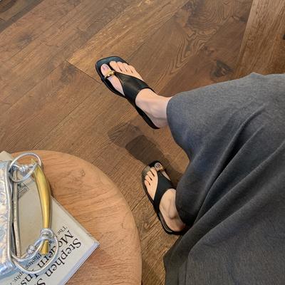 ~ Новая модная металлическая накладка с квадратным носком и универсальным небольшим низким каблуком, ношение крутых тапочек для женского лета