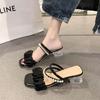 Cool Slippers Female 2025 New Summer Medium Heel Thick Heel French Versatile Outer Wear Fairy Wind Pearl Two Wear Sandals