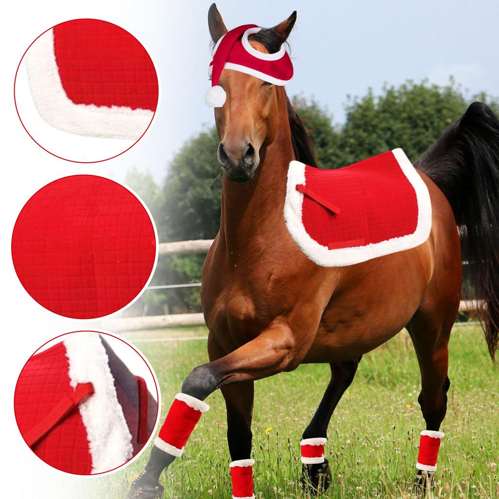 Christmas Suit Pet Horse Leg Guard Horse Hat Saddle Standing Wrap Horse Legs Loose And Comfortable, Suitable For