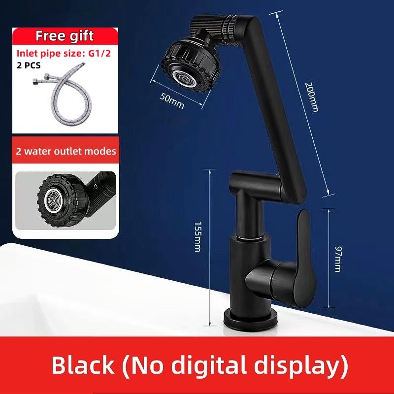 Цифровой дисплей, светодиодный смеситель для раковины, вращение на 360 градусов, многофункциональный распылитель струи, смеситель для мойки горячей и холодной воды, кран для ванной комнаты