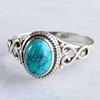 New 1 Pcs Fashion Retro Elegant Ring Natural Turquoise Wedding Engagement Birthday Party Anniversary Commemorative Gift