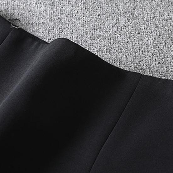 Женская мини-юбка с высокой талией и боковым разрезом, однотонная короткая юбка, дизайн трапециевидной формы, рабочая юбка с защитой от воздействия