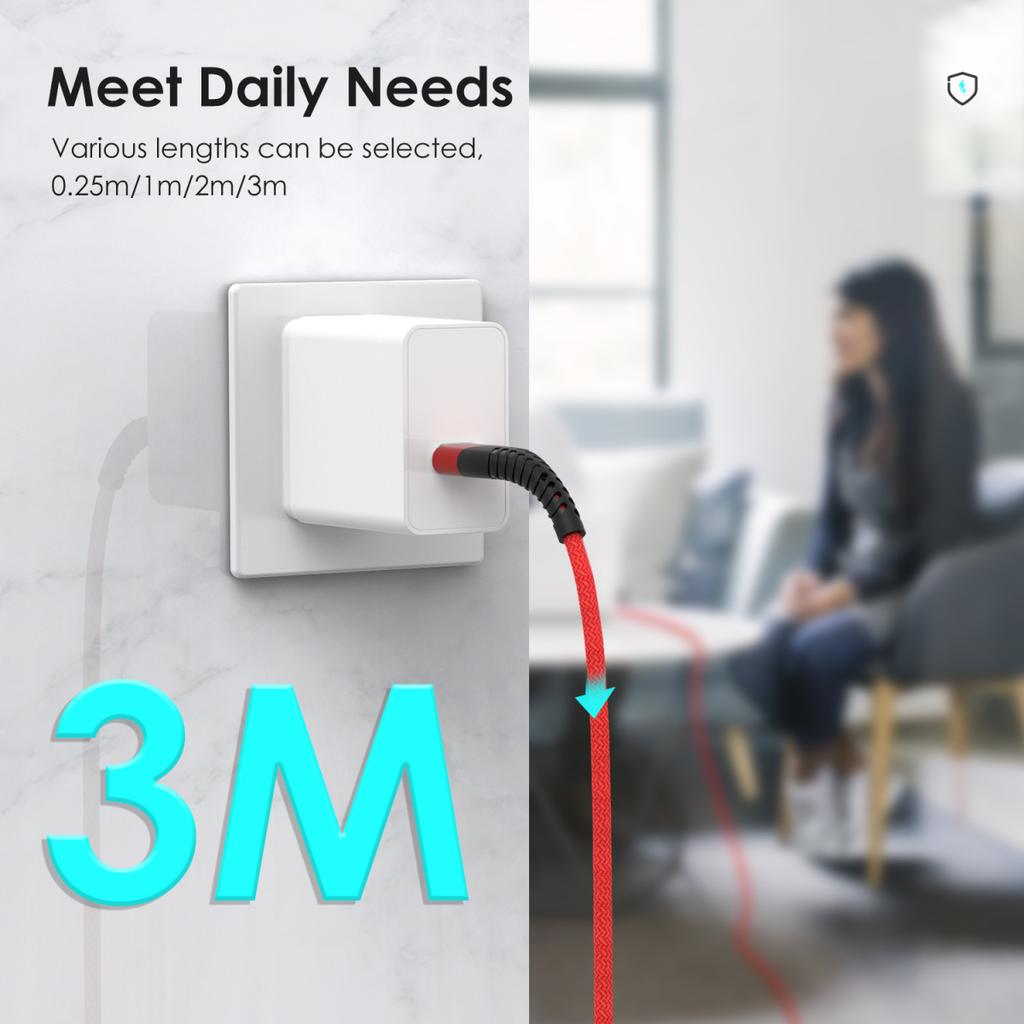 3A Fast Charging USB Cable for iPhone 14 13 12 11 Pro Max Xs X XR 6 6s 7 8 Plus iPad Mini Mobile Phone Charger Cord Data Wire 3m