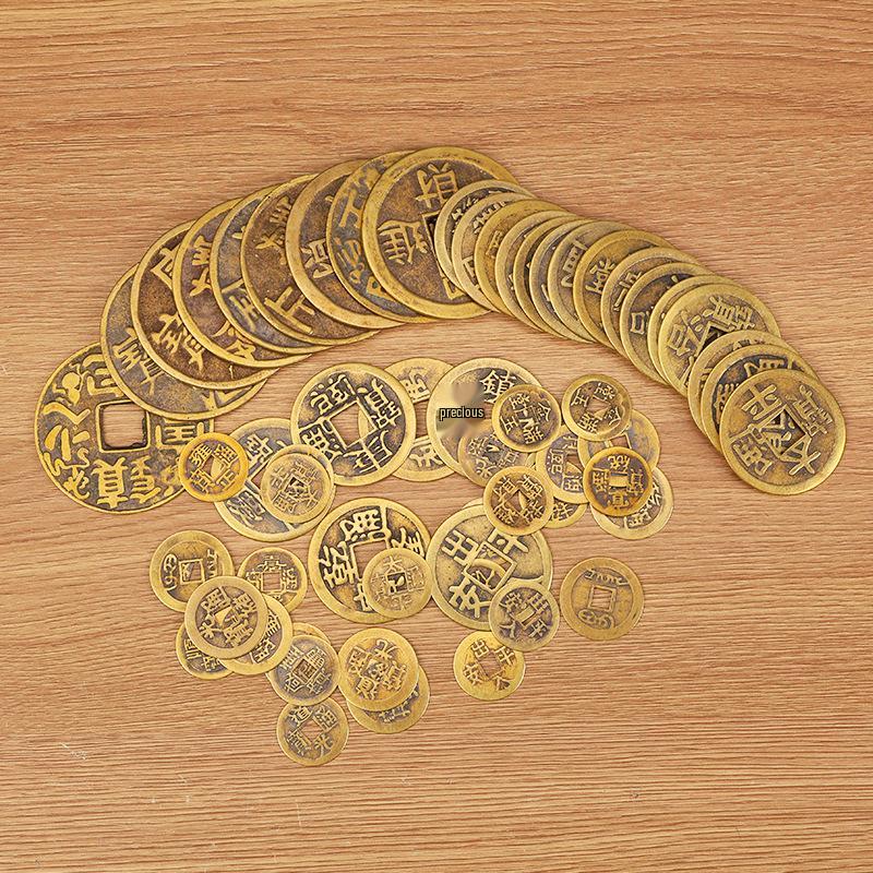 Антикварные украшения из настоящей меди и латуни с монетами Пяти императоров, ручная работа